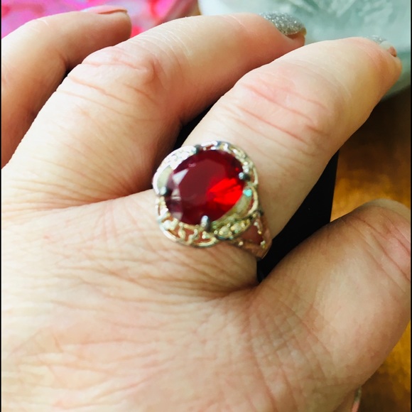 Sterling Silver July Ruby Birthstone Ring - Picture 2 of 3